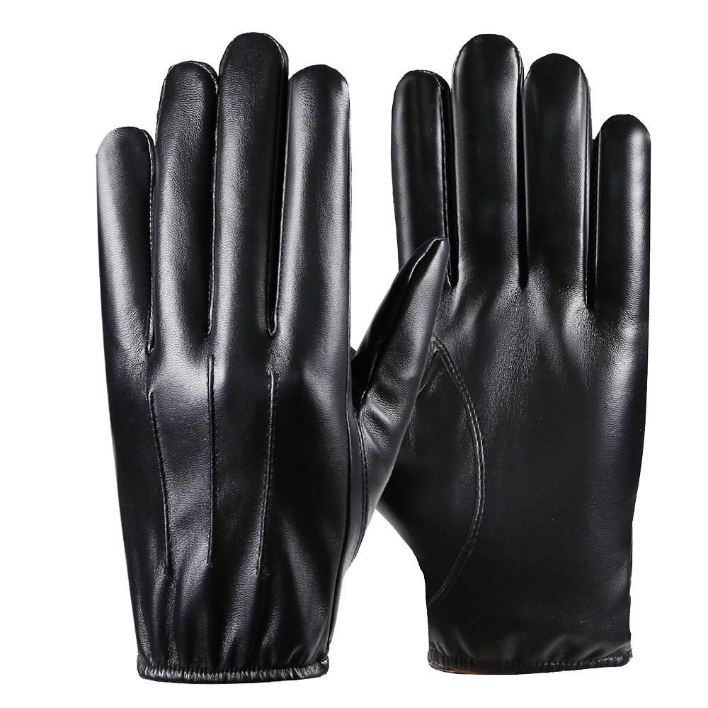 Men's Winter Waterproof Leather Gloves: Fleece-Lined, Windproof, Touchscreen-Compatible for Riding