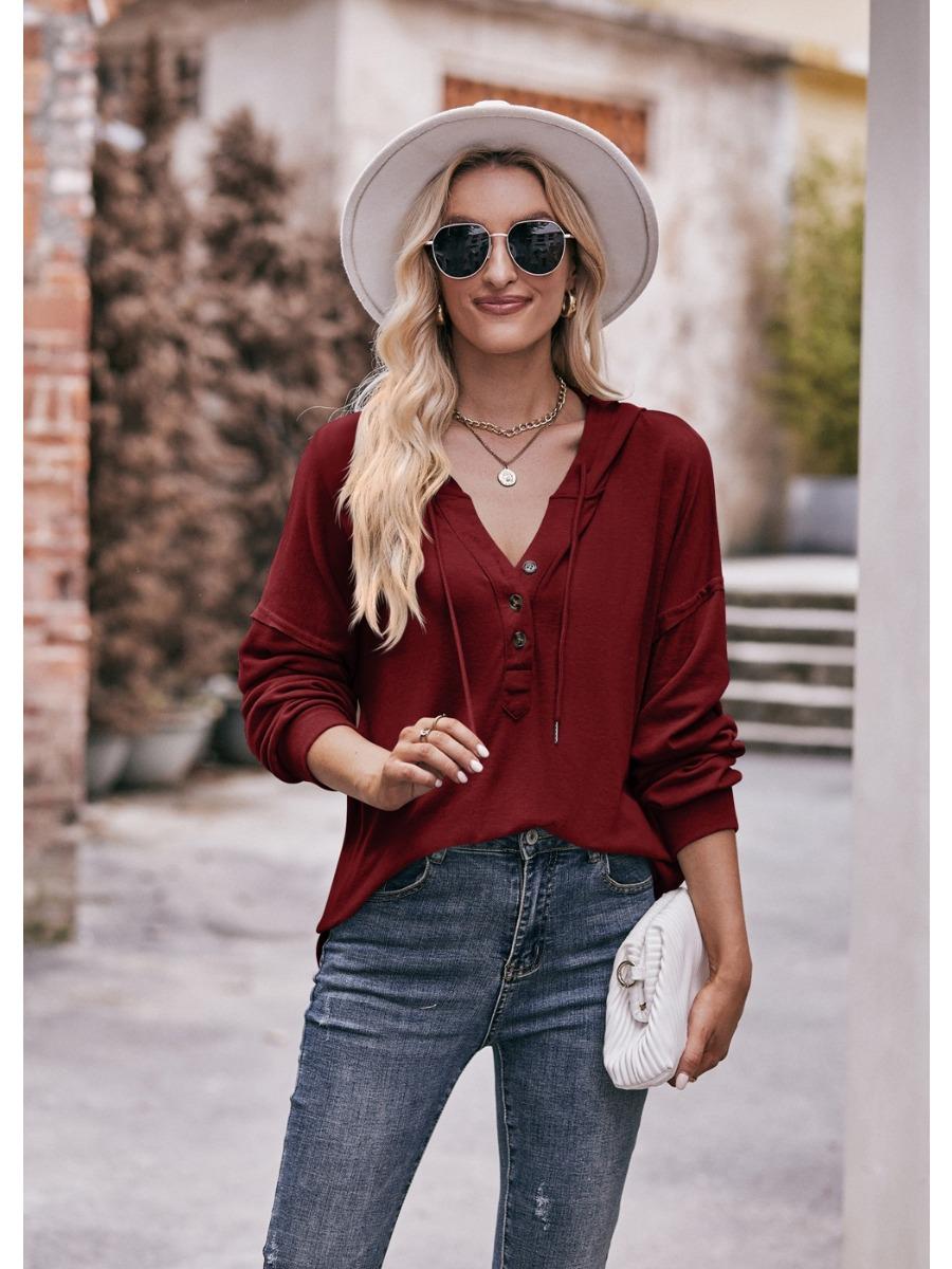 2024 Новые толстовки с капюшоном Осень-Зима Женские модные толстовки с пуговицами — фото 15