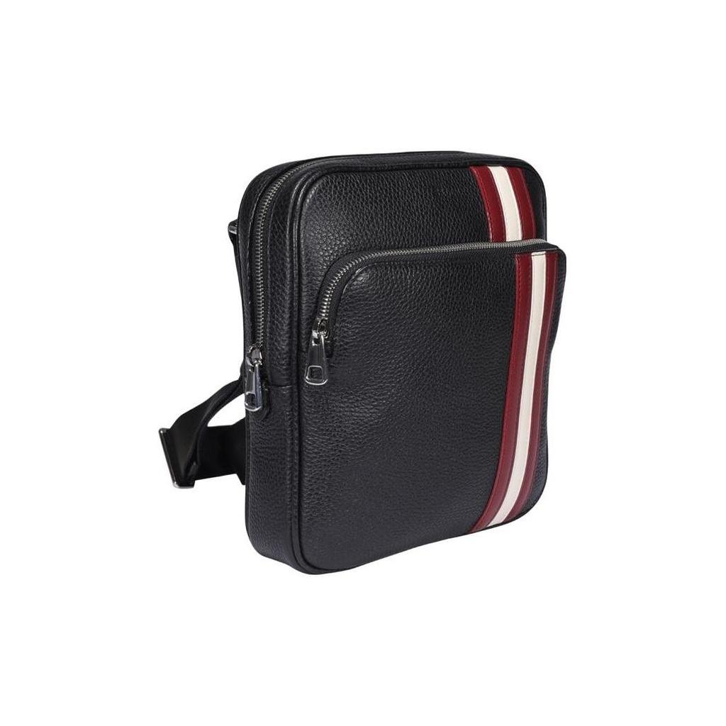 Bally Classic Red And White Striped Business Commuter Leather Shoulder Bag Men Shoulder Bag Black COSMY-TSP-00