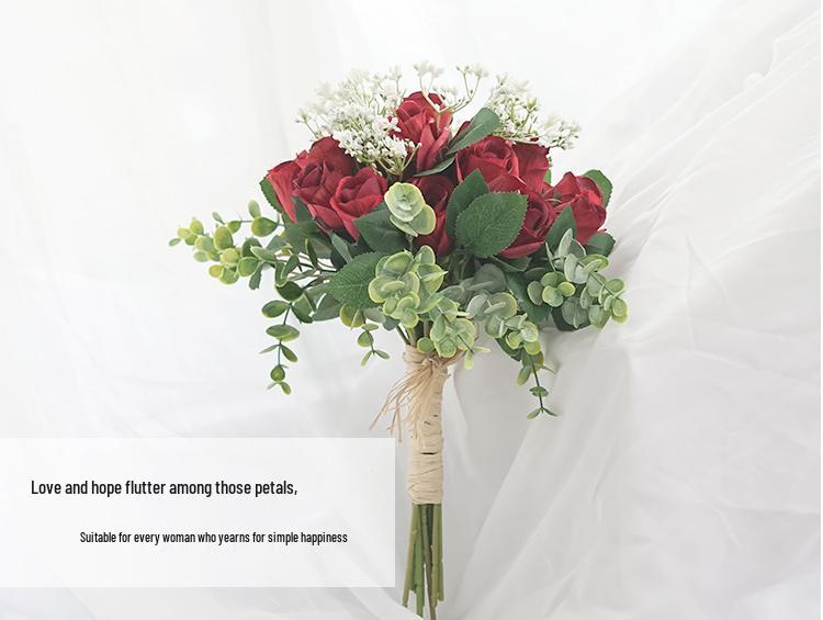 Bouquet Sposa Eucalipto Stile Foresta - Composizione Floreale Artificiale a Mano per Matrimoni & Arredo Casa