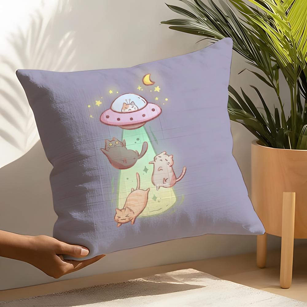 Cute Cartoon Plush Cat 4 Pillow Case Linen Cushion Covers For Decorative Sofa Home Pillows Case Car Chair Pillows Cases