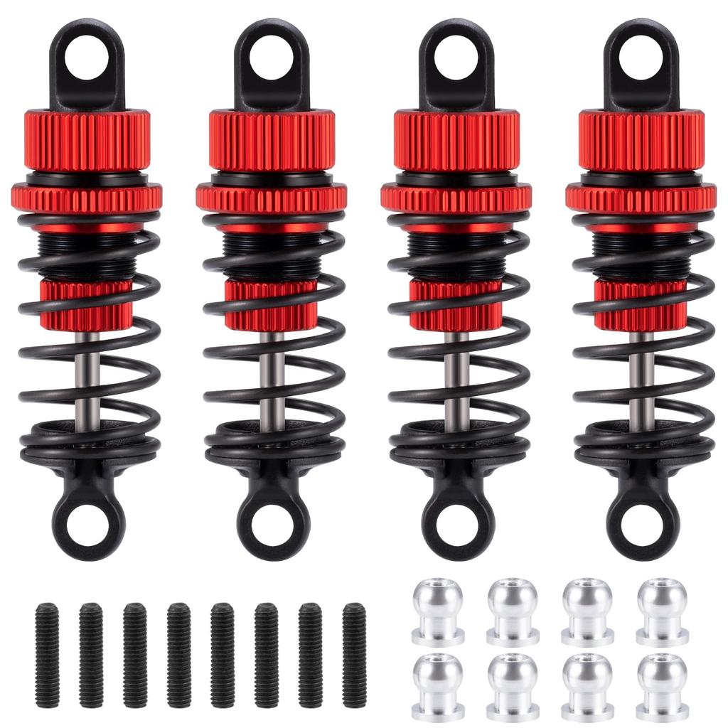 TRZX 4pcs RC Shock Absorbers, Front and Rear Shock Absorbers, 55mm and 62mm, Upgrade Parts for Tamiya TT02 1/10 RC Drift Car (55mm Red)