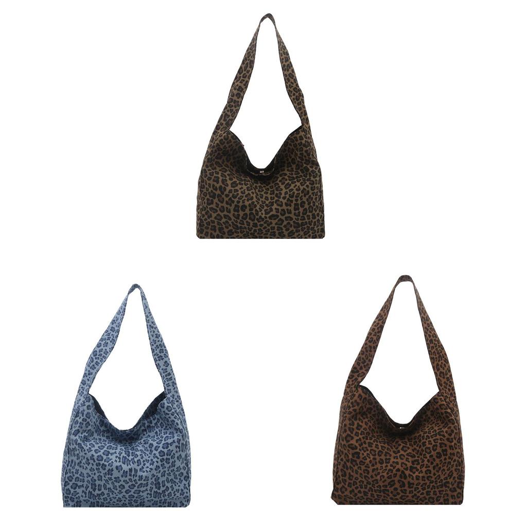 Leopard Print Canvas Bag For Women With Large Capacity And Magnetic Closure For Daily Use