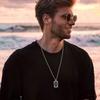 Vnox Mens Luxury Carbon Fiber Dogtag Necklaces,Black Military Dog Tags Pendant with Box Chain,Bold Geometric Collar Jewelry Gift