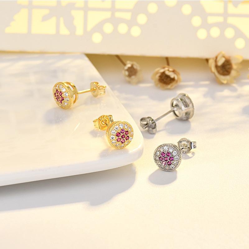 Simple and Personalized Colorful Zircon Stud Earrings Niche Cute Mini Geometric Round Earrings