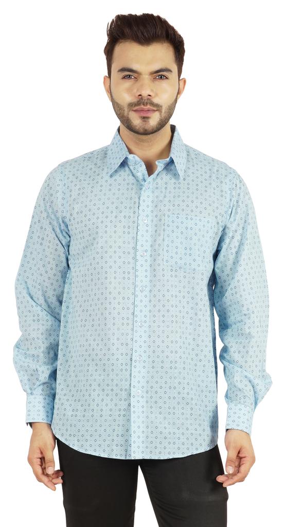 Bestman Printed Shirt For Mens Full Sleeves With Cuff Slub Cotton Shirt Office