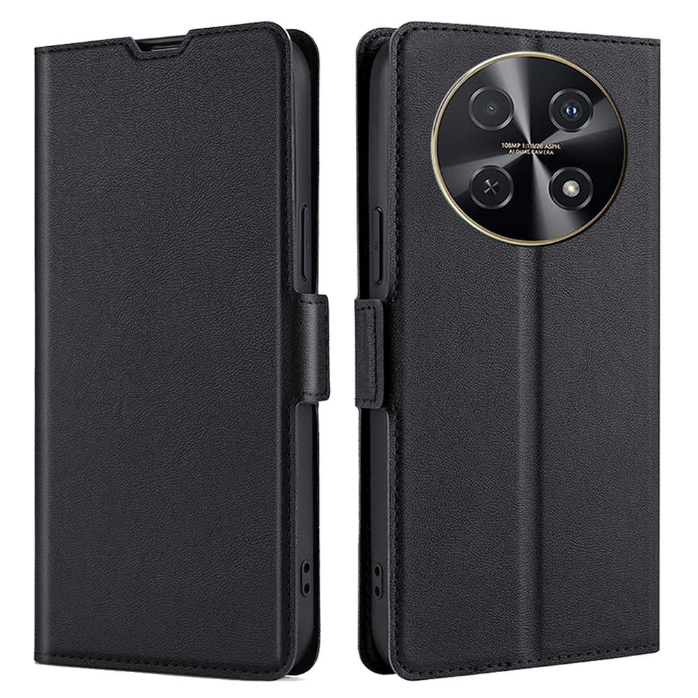 

For Huawei nova 12i 4G Case PU Leather+TPU Protective Phone Stand Cover Black