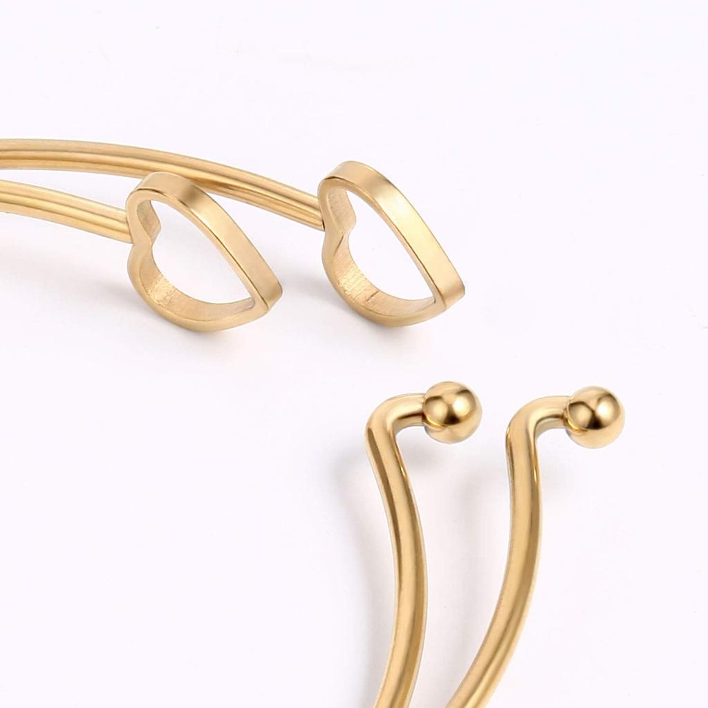 ALEXCRAFT Wholesale 6PCS 14K Gold Stainless Steel Bracelet Bangle Open Blank Wire Charm Bangle Bulk for Jewelry Making