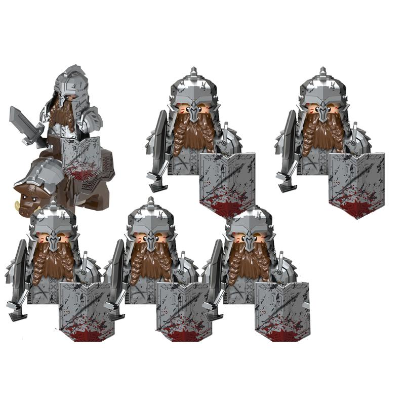MOC Středověké Vojenské Stavební Kostky Elfský Bojovník Ork Rohan Gondor Rytíř Sada Postav Zvířecí Armáda Zbraň Luk Kuše Hračka
