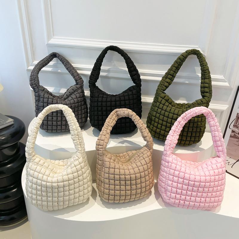 Large Capacity Cloud Bag 2025 Autumn New Niche One-shoulder Dumpling Bag Crossbody Down Pleated Tote Bag Women