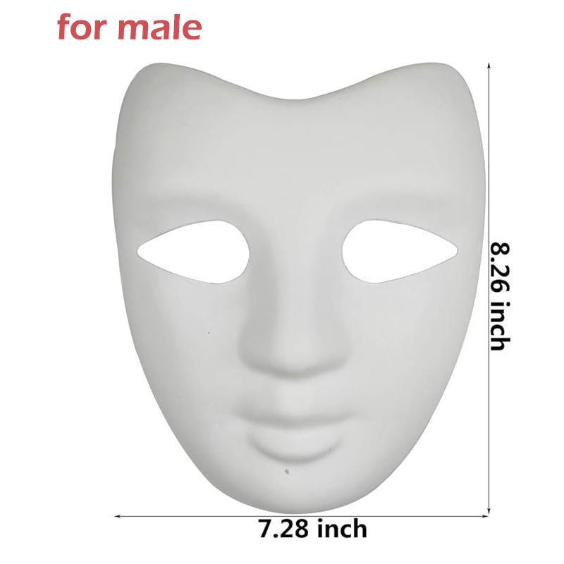 5 Pcs Diy Full Face Craft Masks Blank White Paintable Paper Mache Mask For Masquerade Cosplay Halloween Mardi Gras Party Prop