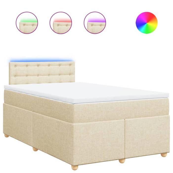 VidaXL Sommier à lattes de lit avec matelas Crème 120x200 cm Tissu 3288966