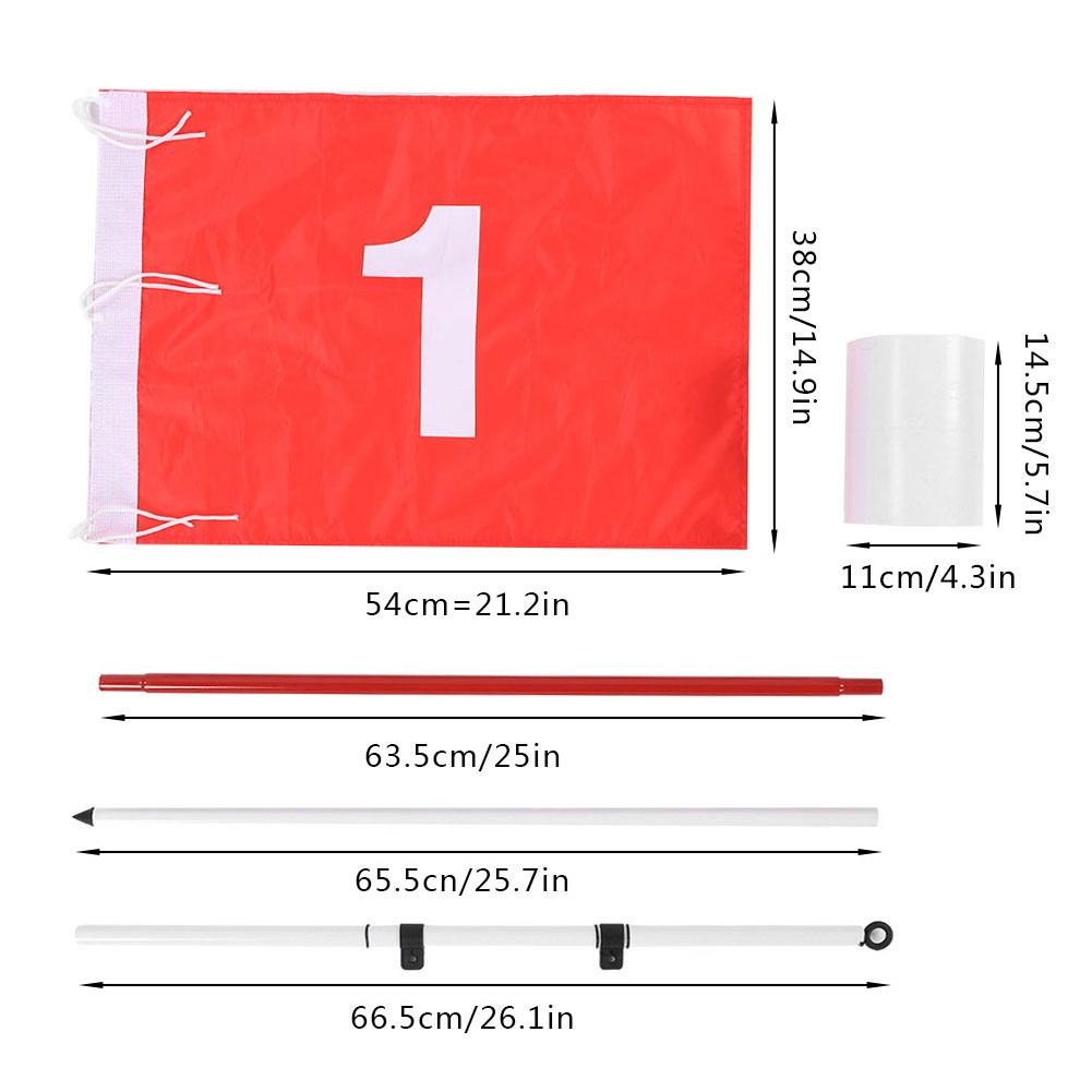 3 Sections Golf Divot Flagpole Removable Metal Bar Hole Cup Golf Course Set Nylon Flag