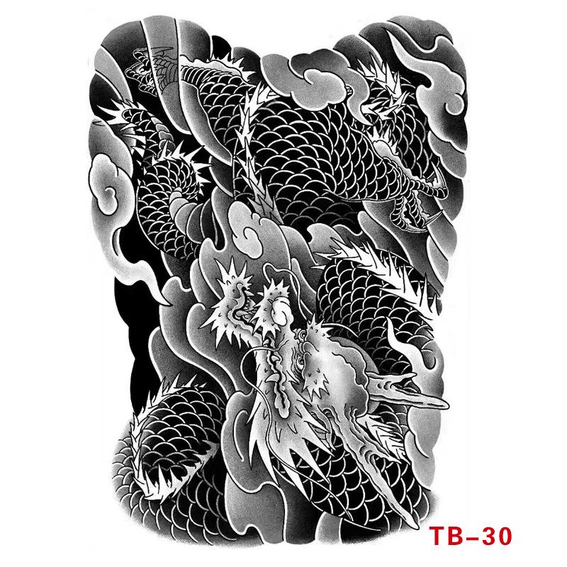 

Водонепроницаемая наклейка тату на спину Hannya Guardian Herbal полуперманентная для мужчин и женщин - Стойкий дизайн с эффектом сока 35x50 cm