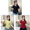 Oversized T Shirt For Women With Square Neck Short Sleeve Casual Top For Summer Comfort