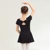 Abbigliamento Cotone Bambina Pratica Danza Ragazze Viola Manica Corta Costume Balletto Cinese
