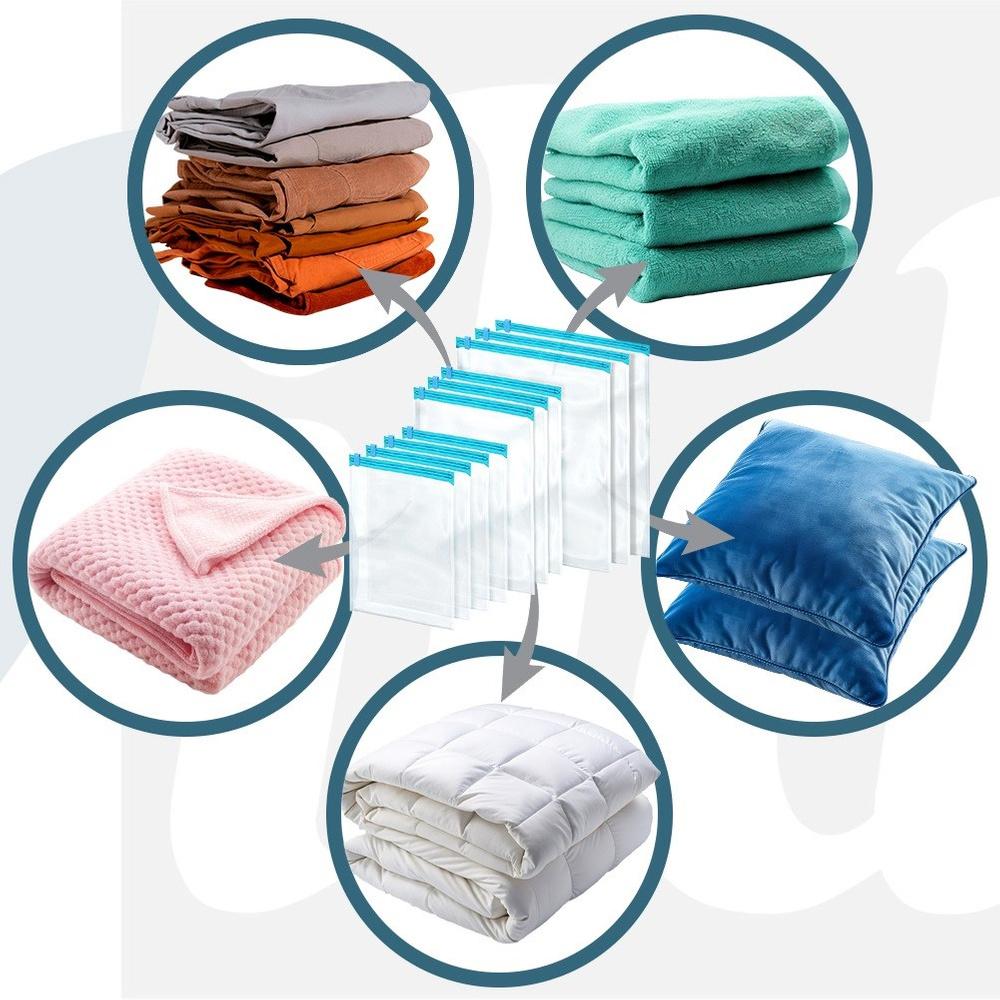 10x Rolled Vacuum Bags for Travel Clothes, Bedding