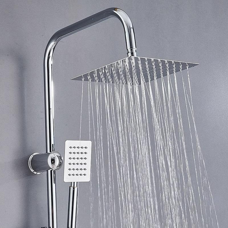 Shower Set with High Pressure Bathroom Shower Head System for Home Hotel Overhead Rainfall Shower Combo Black Round/Square