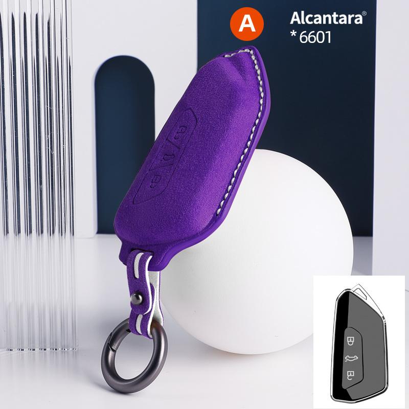 Alcantara Suede Car Key Case Cover Shell For Volkswagen Golf 8 Tuang X ID4 ID6 ID3 Talagon Lamando L Auto Keychain Accessories