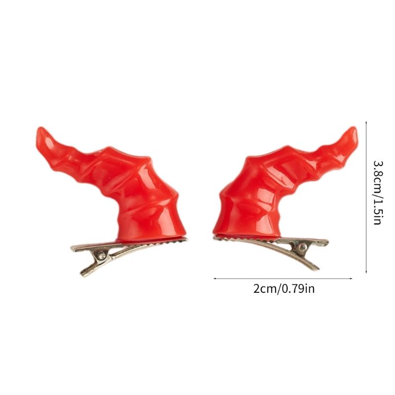 2PCS Goth Devil Horn Shape Hair Clip Halloween Party Hairpin for Woman Girls Taking Photo Braids Role Play Hairpin