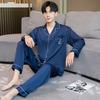 Couple pajamas, women's spring and autumn ice silk long-sleeve loose plus-size loungewear, autumn solid color set, men's 10111+N111