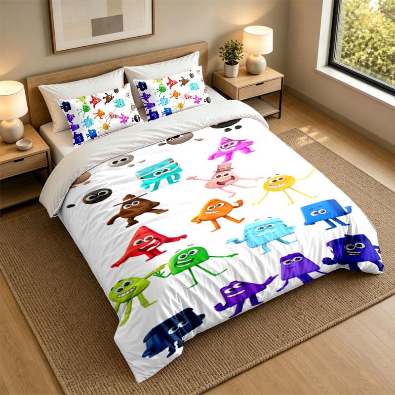 3Pcs Bedding SetAlphablocks Soft Bed Sheet and Two Pillowcases Home Bedroom Decor