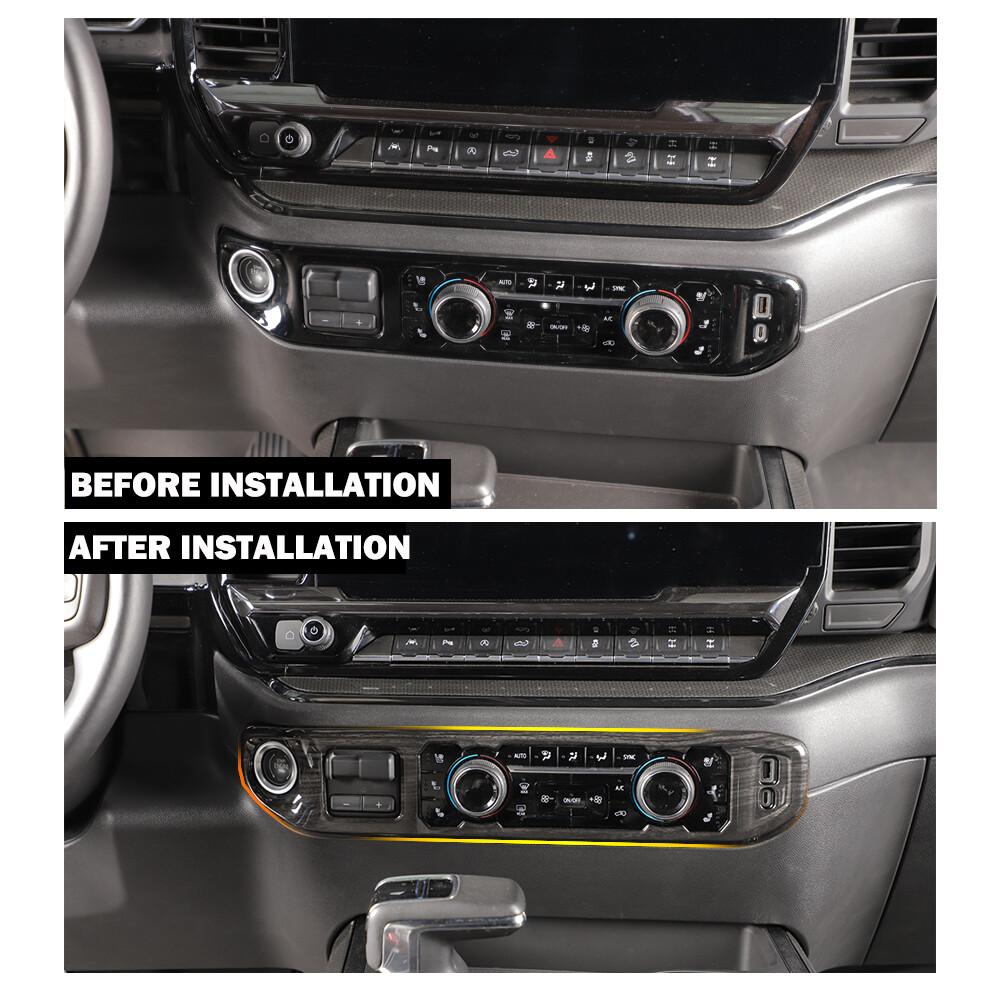 Black Wood AC Conditioner Switch Control Pannel Trim for Chevy Silverado 2022+