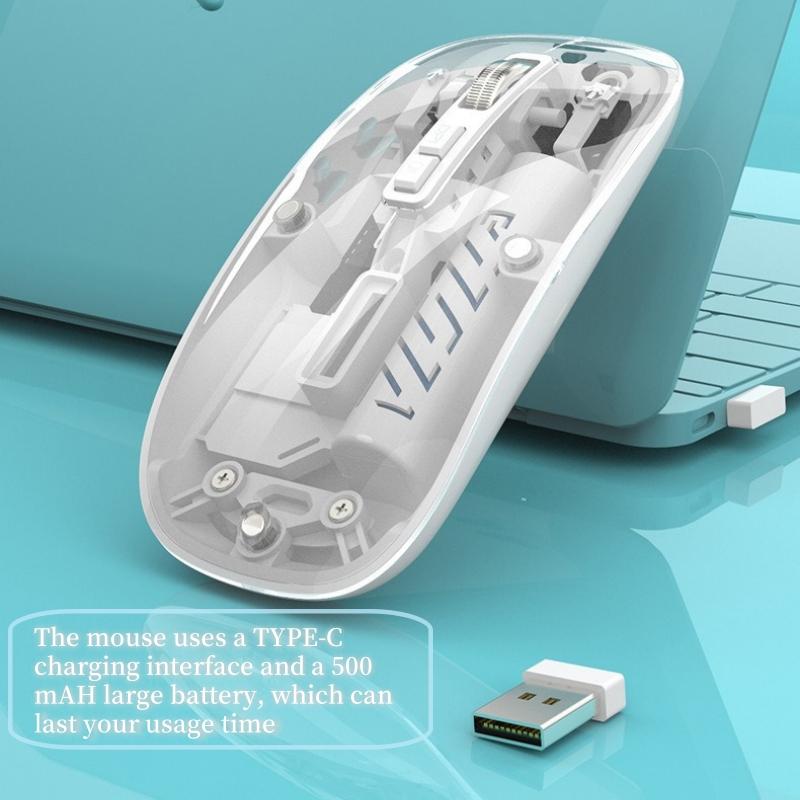 High Definition Transparent Magnetic Shell Silent Dual-mode Mouse 2.4G Wireless 500mAh Ultra Long Battery Life