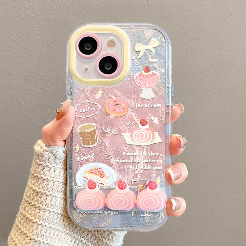 Strawberry Cake for IPhone 17 Mobile Phone Case 15pro Feather Yarn for IPhone 14 Promax Lens All Inclusive 13/12