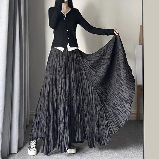 Women Skirt Skirt Elastic High Waist Maxi Pleated Dance Skirt Party