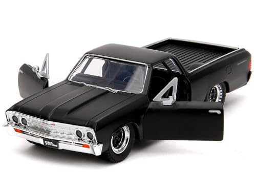 JADA TOYS 1/32 Scale Fast & Furious Chevrolet El Camino 1967 Matte Black F&F10 Chevy El Camino Diecast Model Car [Parallel Import]