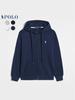 Men's Embroidered Polo Horse Zipper Hoodie - Spring/Autumn Solid Color Plus Size Cardigan