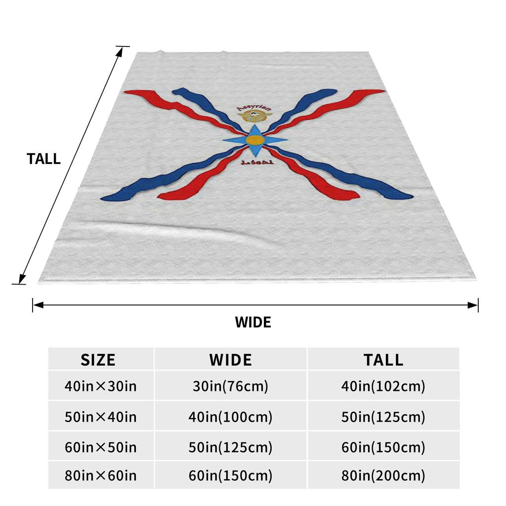 Luxury Assyrian Suryoyo Flag Blanket Breathable Fleece Sofa Throw Blanket for Home Bedroom Travel Throws Bedspread Quilt