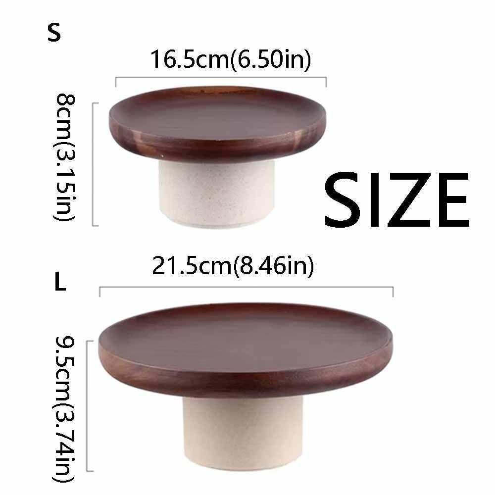 Round Wood Cake Stand Vintage Tabletop Fruit Candy Tray High Feet Fruit Plate  Party Display