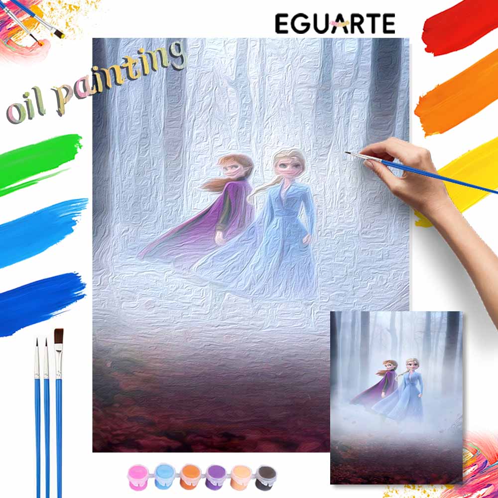 Disney Paint By Number Kit Frozen 2 Elsa Anna Drawing Canvas DIY Wall Art Picture Home Decor For Adults Painting Gifts Craft Hobby