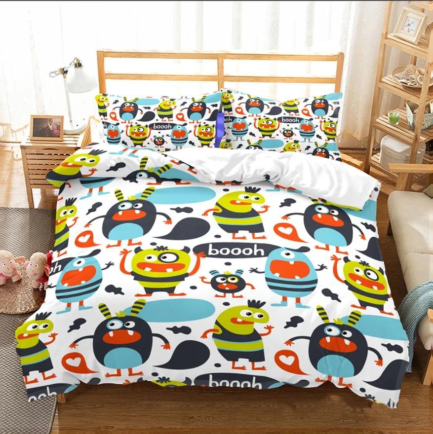 

2024 New Creative Cute Pattern 3D Printed Cover Set Twin Full Queen King Size Bedding Set Bed Linens Bedclothes for Young K128 EU single(135x200cm)