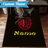 Custom Name Milan Team Crest Rug Game Carpet, Floor Mat for Bedroom Living Room Entryway Rug, Home Decor Idea Gift for Christmas Birthday