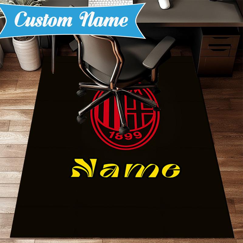 Custom Name Milan Team Crest Rug Game Carpet, Floor Mat for Bedroom Living Room Entryway Rug, Home Decor Idea Gift for Christmas Birthday