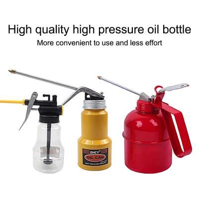 Long-Nozzle Oil Filler Can 200/300/500ML High-Pressure Manual Oil Dispenser for Motorcycle Car Home Injector Bottle
