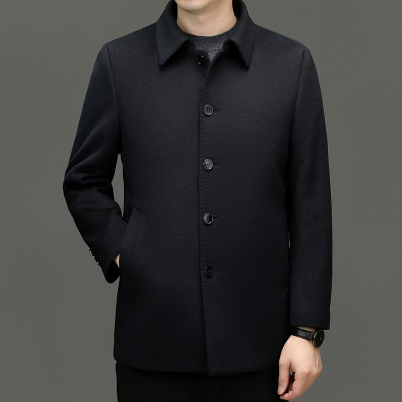 Mens Wool Overcoat With Removable Down Inner Liner Winter Business Casual Thick Warm Coat