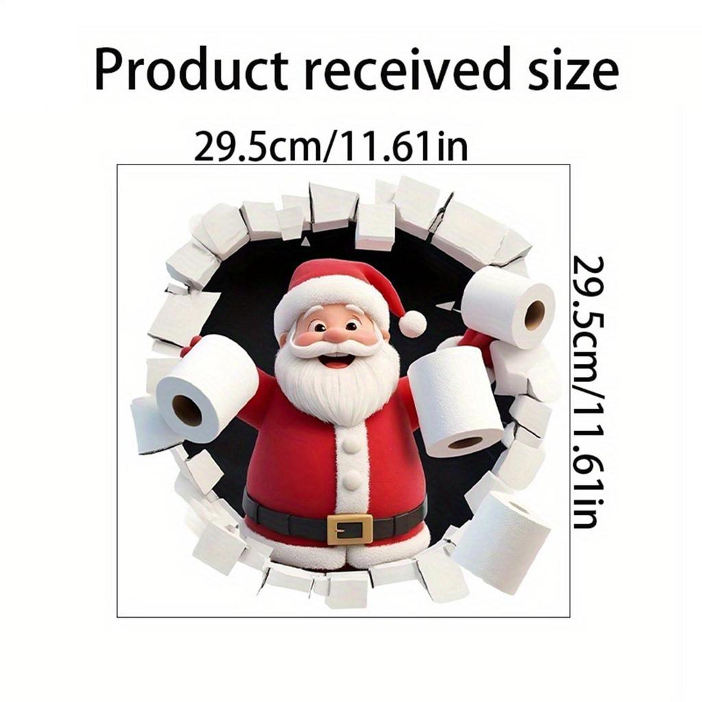 Christmas Stickers Funny Self-Adhesive PVC Toilet Lid Santa Claus Decals Holiday Decor For Indoor Shower Toilet Tile Window Door