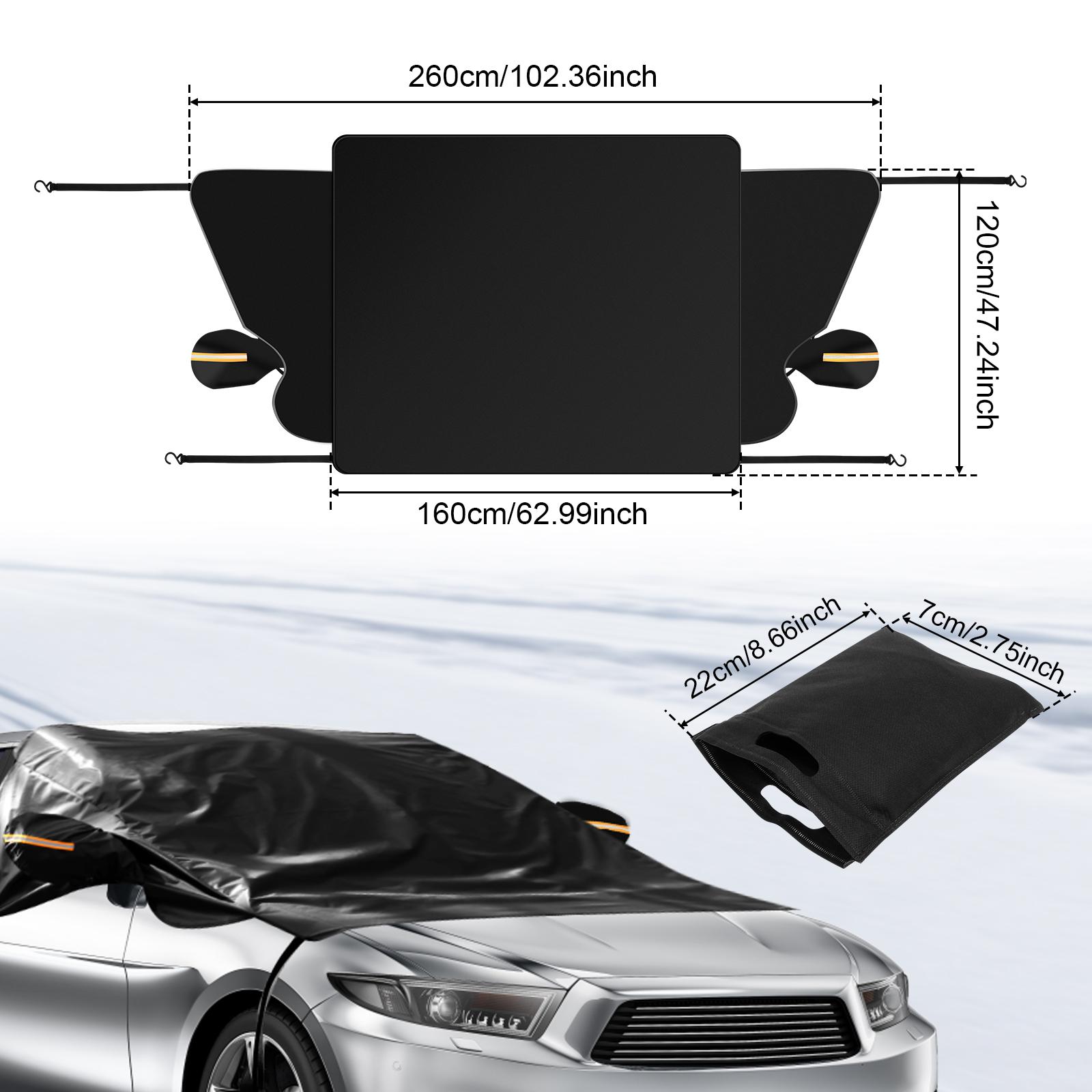 Windshield Snow Cover 600D Car Sunshade Cover with 360° Windproof Design Car Front Windshield Ice Protector Cover for Truck SUV
