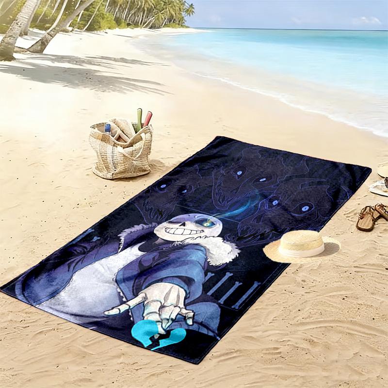 Undertale Sans Anime 2D Flat Print Beach Towel, Large Soft Quick Dry Towel for Beach Camping SwimmingXSTJ0915212