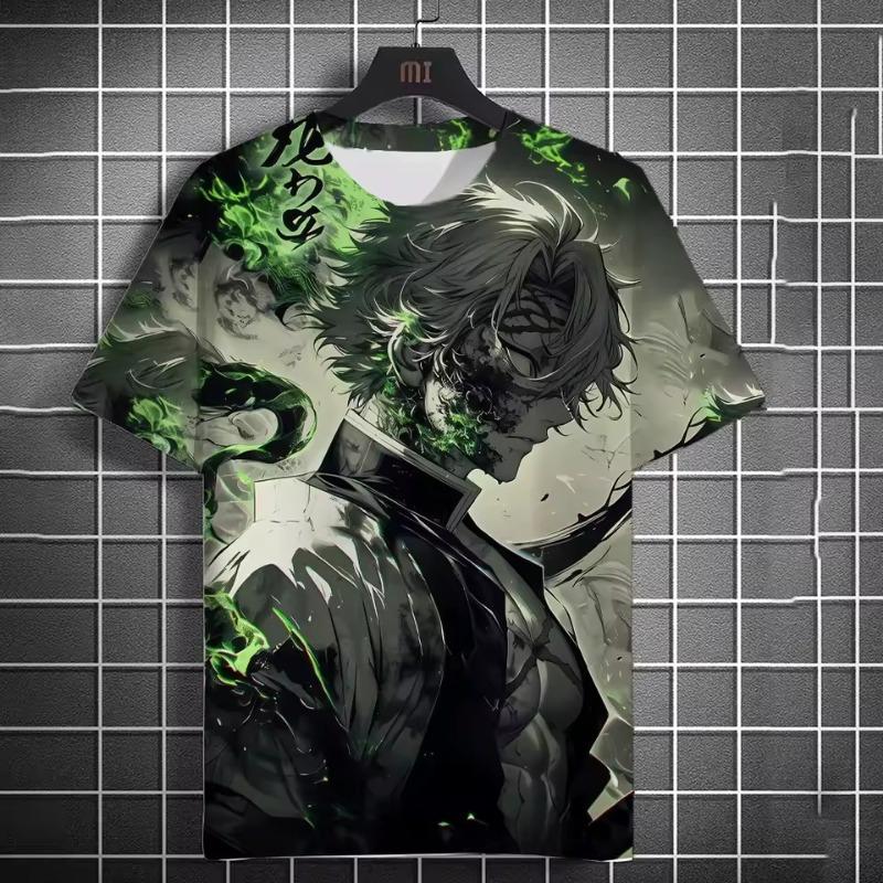 

Мужская уличная хип-хоп многоцветная повседневная с коротким рукавом удобная модная дышащая 3D-печать с изображением персонажей аниме HD 3XL