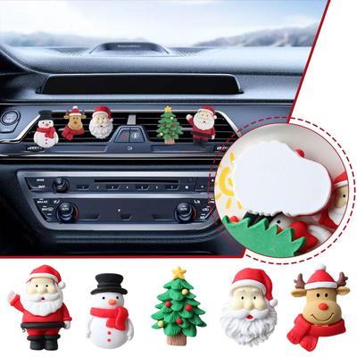 Car Air Outlet Fragrant Clips 3D Christmas Santa Claus Elk Clip Aromatherapy Auto Bell Resin In W4D4
