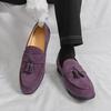 Fashion Men Elegantes Real Leather Shoes Fashion Mens Loafers All-match Suede Leather Breathable Slip on Flats Driving Shoes with Tassel