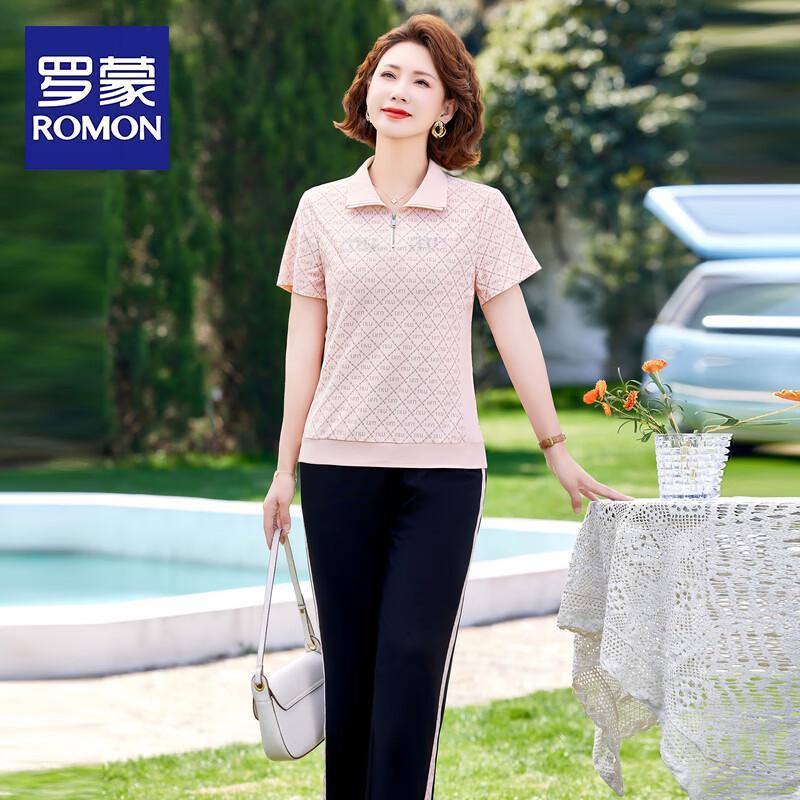 ROMON Women s Summer Casual Short Sleeve Set 3XL