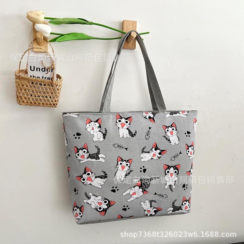 New printed bag large capacity tote bag literary flower cloth student bag shoulder portable canvas women's bag