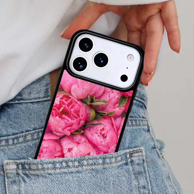 Flower Pink Peonies Peony Phone Case for iPhone 16e 15 14 13 12 17 Pro Max Plus Air 17pro Cover Coque