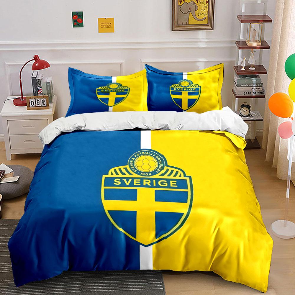 Blue-yellow Sweden Emblem. Bedding Sets Duvet Cover Sets Duvet Covers Pillowcases(1*Duvet Cover 2*Pillowcases Without Duvet Insert)